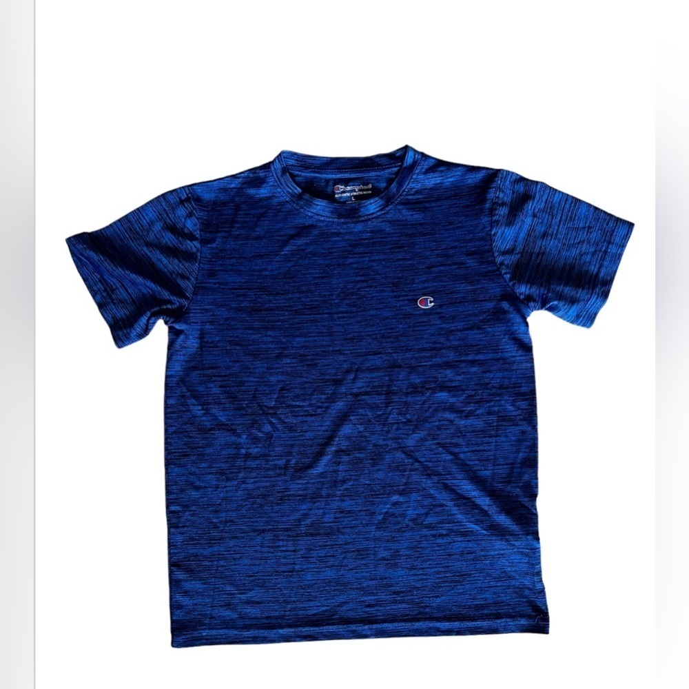 Champion Authentic Athletic wear boys t shirt Size L Egypt Polyester Blue